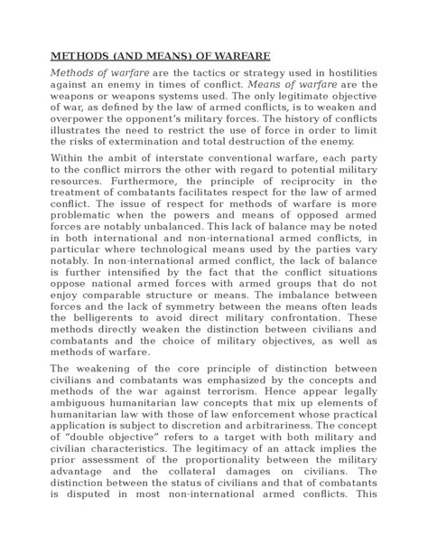 Means AND Methods OF Combat - METHODS (AND MEANS) OF WARFARE Methods of ...