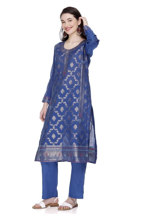 Kidar 's Unstitched Cotton Silk Suit in Royal Blue– Kidar Textile Mills