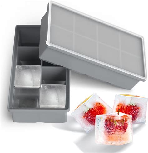 Amazon.com: Large Cube Silicone Ice Tray, 2 Pack by Kitch, Giant 2 Inch ...