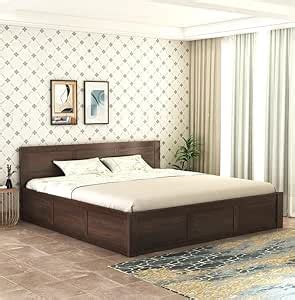 DEVKI INTERIORS Rich Queen Size Bed with Storage - Wooden Bed with Top ...