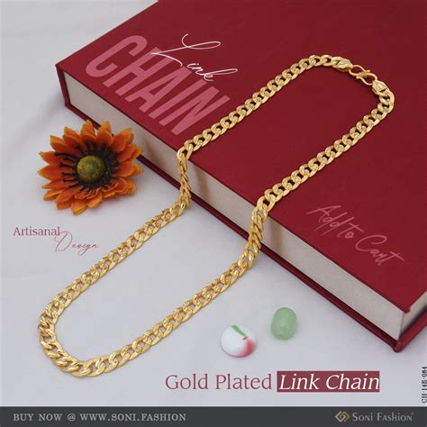 Artisanal Design Gold Plated Link Chain for Men - Style E084 – Soni Fashion