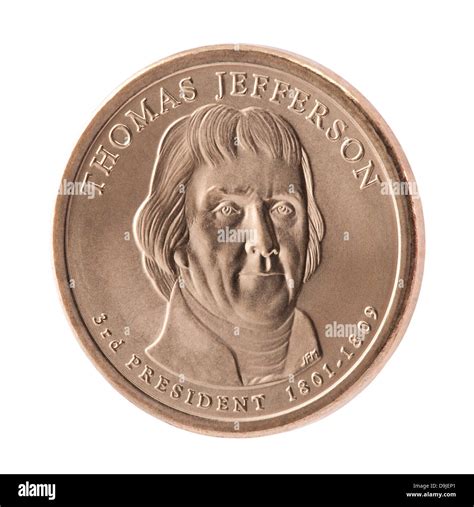 Thomas Jefferson Presidential Dollar coin with clipping path Stock ...