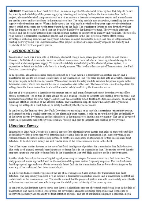 Transmission Line Fault Detection: Project Report Analysis and Findings ...