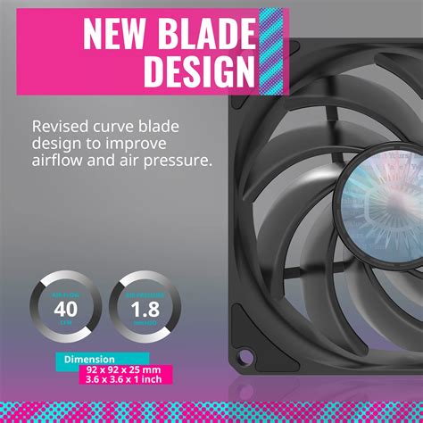 Cooler Master SickleFlow 92 All-Black Square Frame Fan, Air Balance ...