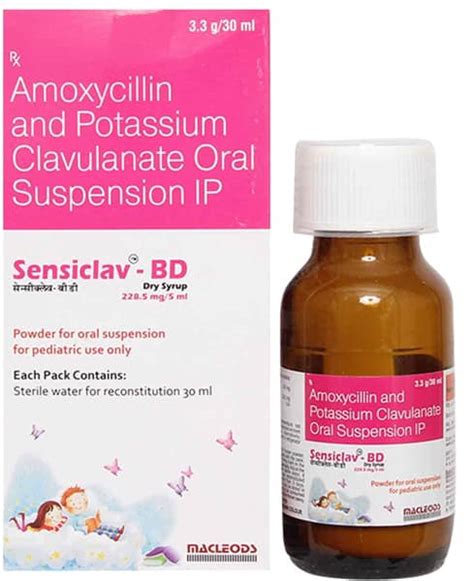 Sensiclav Bd 228.5mg Bottle Of 30ml Dry Syrup: Uses, Side Effects ...
