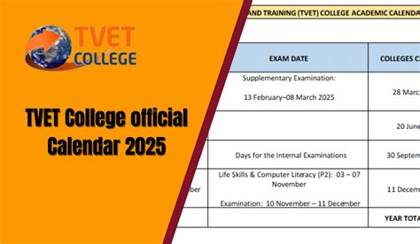 TVET College official Calendar 2025