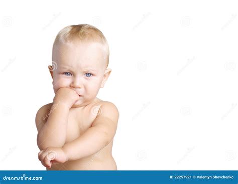 Portrait of Thinking Baby Boy, Isolated on White Stock Image - Image of ...