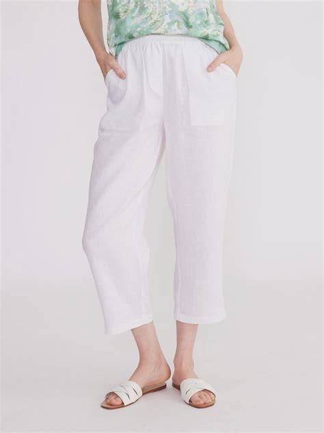 Yarra Trail | Washer Linen Cropped Pant | White
