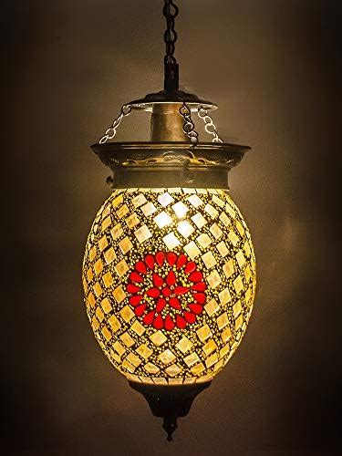 Buy DEVBEADS Golden Wave Glass Oval Ceiling/Hanging Mosaic Lamp 15cm ...