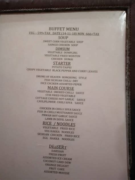 Menu at Mainland China Restaurant, Chennai, SRINIVAS TOWERS