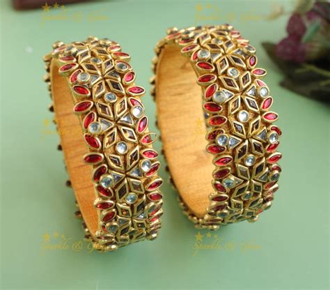 Red & White Silk Thread Floral Leaf Bangles – Sparkle and Glow