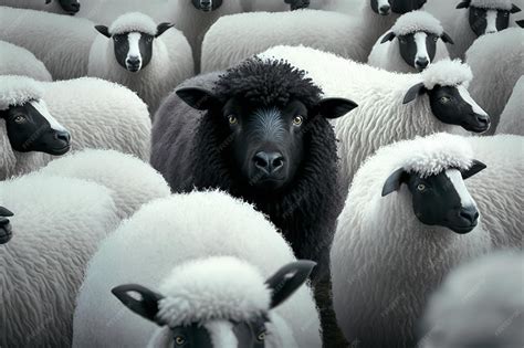 Oveja negra en un rebaño de ovejas imagen en blanco y negro ia ...