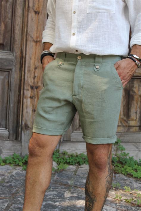 Mens Green Linen Shorts at Elizabeth Wells blog