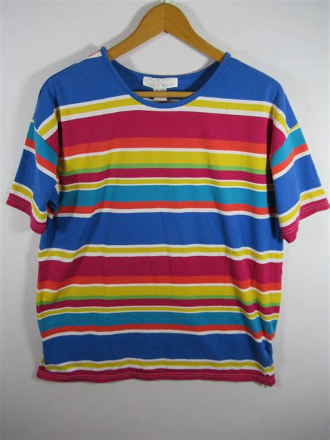 Vintage 80s 90s Oversized Rainbow Stripe T-shirt, Women L, the Limited ...