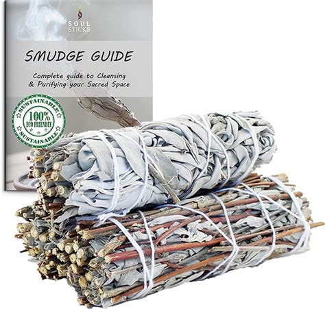 AncientVeda Pack of 3 White & Royal Sage Smudge Sticks Bundles & Smudge ...