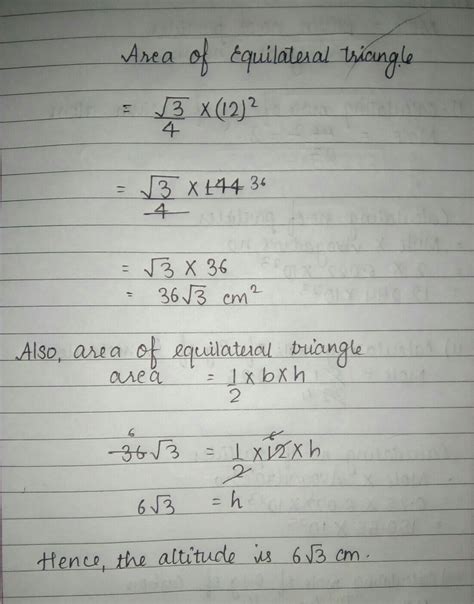find the length of each altitude of an equilateral triangle with side ...