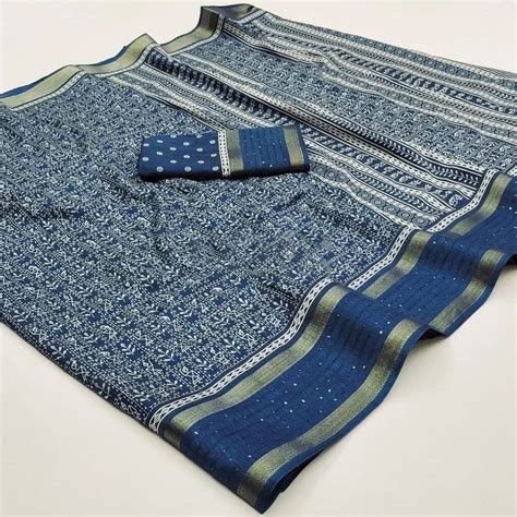 Intricate Rama Digital Printed Dola Silk Saree With Outstanding Blouse ...