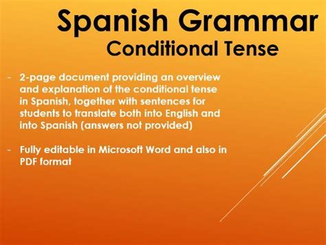 Spanish Conditional Tense | Teaching Resources