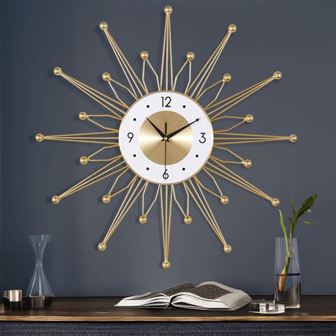 Amazon.com: HAOWANJP Large Wall Clock Metal Decorative, Mid Century ...