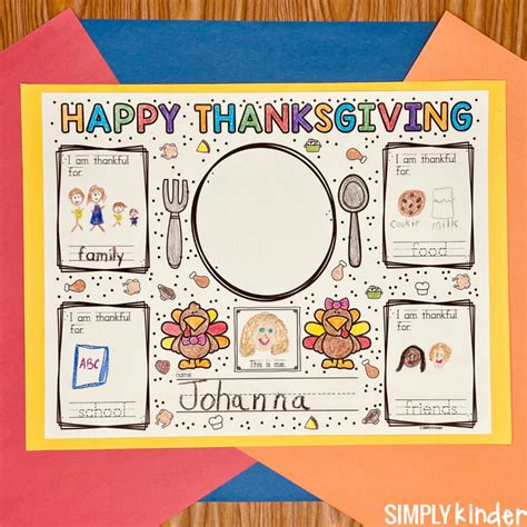 Thanksgiving Placemat Craft For Kindergarten at Eileen Towner blog