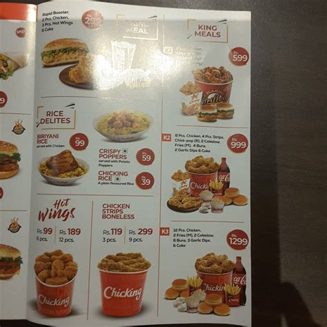 Menu at Chicking, Kondotty