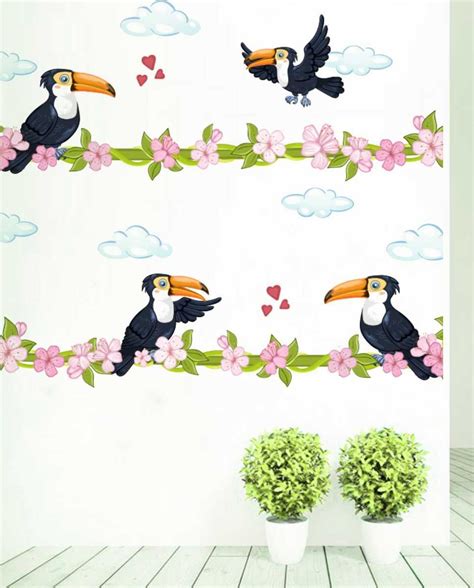 Buy Rawpockets PVC Vinyl Wood Pecker Bird Love Wall Sticker (0.99 cm X ...