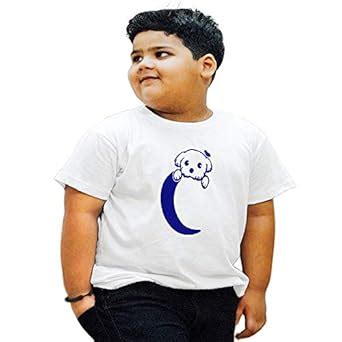 Buy HEYUZE Cotton Half Sleeve Round Neck Kids Boy's Initial Letter ...