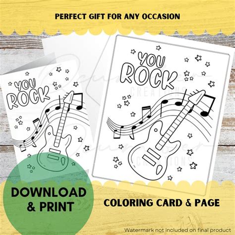 You Rock Card and Coloring Page Kids Fingerprint Craft - Etsy India
