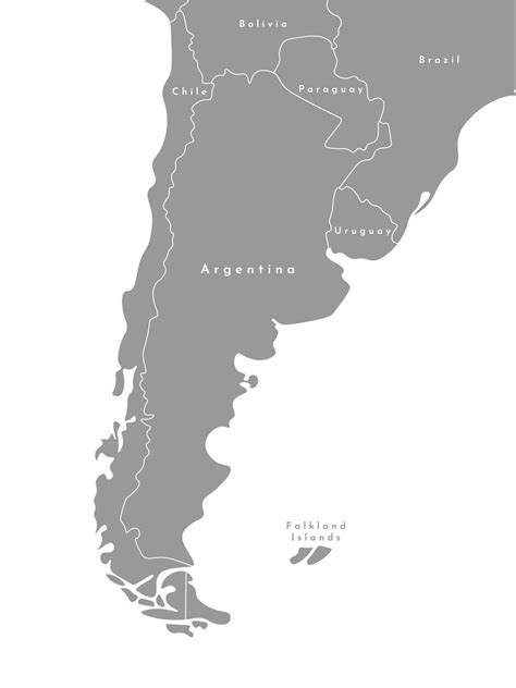 Vector modern illustration. Simplified political map with Argentina in the center and borders ...