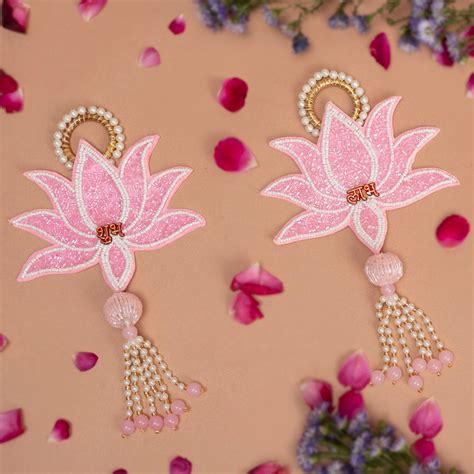 Shop Beaded Lotus Shub Labh Set - Festive & Spiritual Decor | The Zappy Box