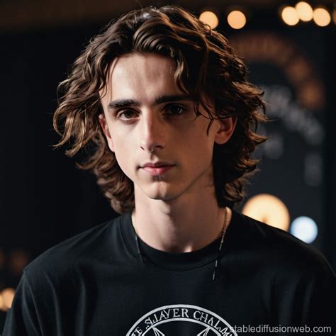 Timothee Chalamet in Slayer Shirt with Long Hair | Stable Diffusion Online
