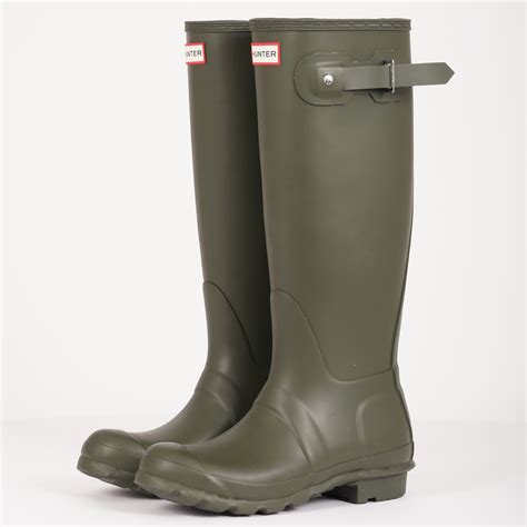 Hunter Womens Original Tall Wellington Boots (Olive) at Dandy Fellow