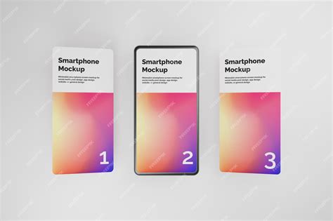 Premium PSD | 3d clay smartphone mockup with 3 screen image
