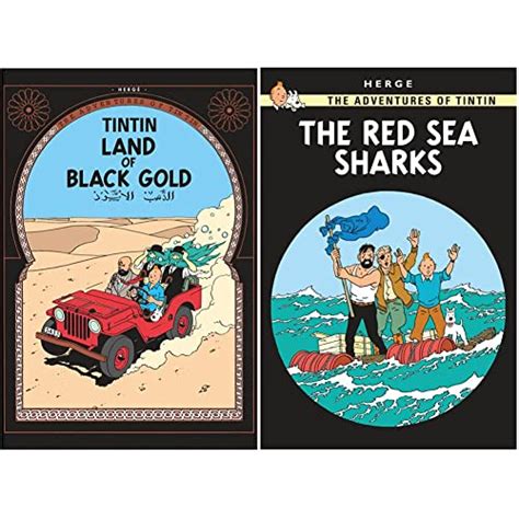 Land of Black Gold (Tintin)+The Red Sea Sharks (Tintin)(set of 2 books ...