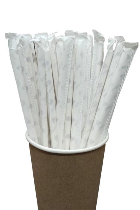 Straw 6mm Pack of 50 Pcs Paper Straw 8 inch Ecofriendly Straws White ...