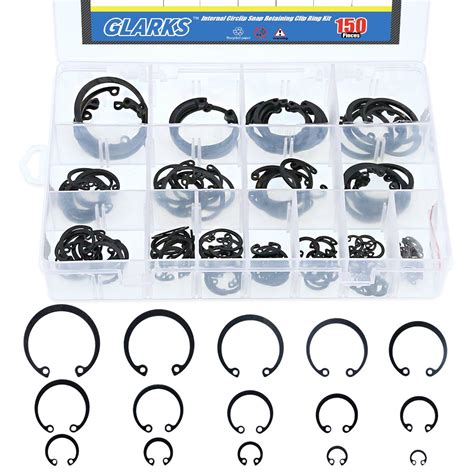 Glarks 150-Pieces 15 Size Metric Alloy Steel Internal Circlips Snap ...