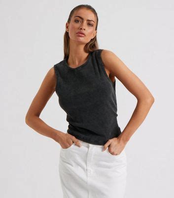 Urban Bliss Grey Ribbed Racer Vest Top | New Look