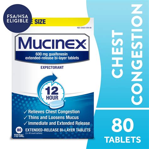 Mucinex 12 Hour Chest Congestion Relief Tablets - 80 Nepal | Ubuy