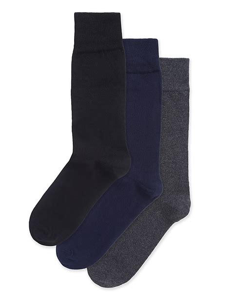 Buy 3 Pair Cotton Mix Plain Skinny Fit Socks at Marks & Spencer