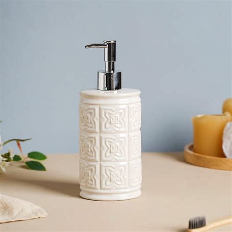 Carved Ceramic Soap Dispenser 500 ml Online - Premium Dispenser | Nestasia