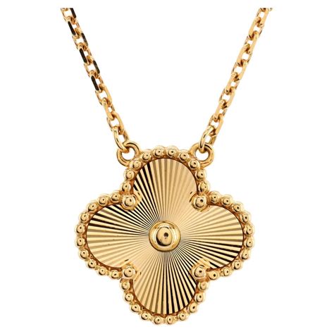 Van Cleef and Arpels Vintage Alhambra Pendant Necklace Guilloche 18K ...