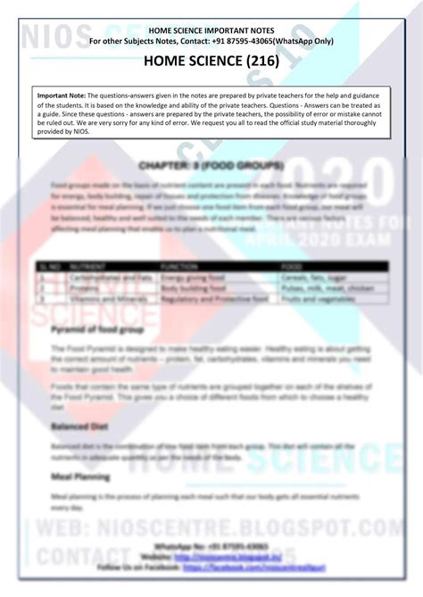 Image result for NIOS Home Science Syllabus