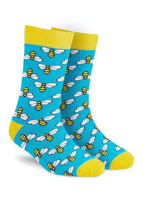 Get Honey Bee Woven Blue Crew Socks at ₹ 269 | LBB Shop