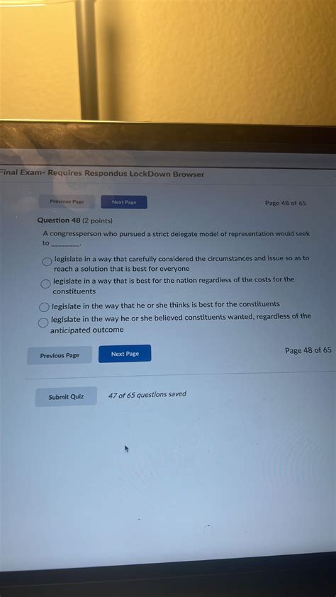 Question 48 (2 points) A congressperson who | StudyX