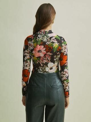 FLORERE Floral Print Mesh Top, Multi