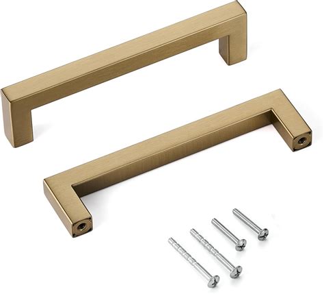 Aibeli 10 Pack Champagne Bronze Cabinet Pulls 5 Inch Champagne Square ...