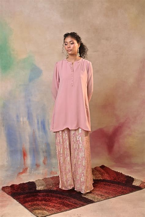 Blush Pink Brocade Cord Set – AGASHE