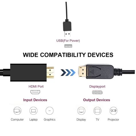 Faironly HDMI to Large DP Public with USB Power Conversion Cable ...