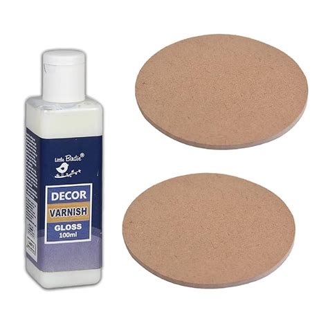 Little Birdie Decor Varnish 100Ml Gloss & Mdf Coaster Round 4 Inch 2 ...