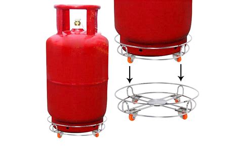 VISHVA Stainless Steel LPG Cylinder Stand with Wheels, Gas Trolly, LPG ...